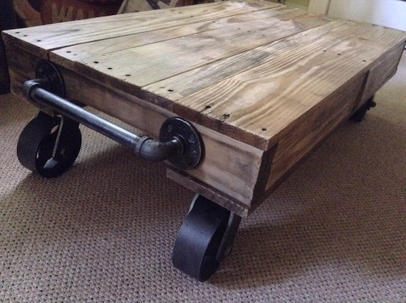 Industrial Railroad Coffee Table Cart Norfolk Western Etsy