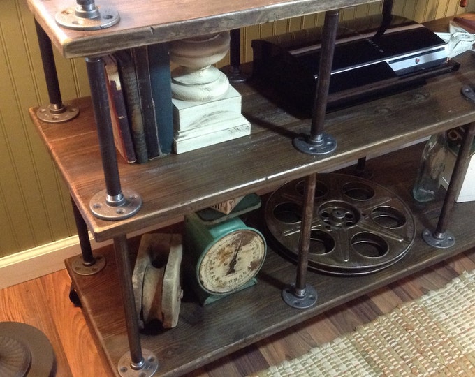 Industrial TV Stand, Iron and Wood, for 40" to 46" TVs