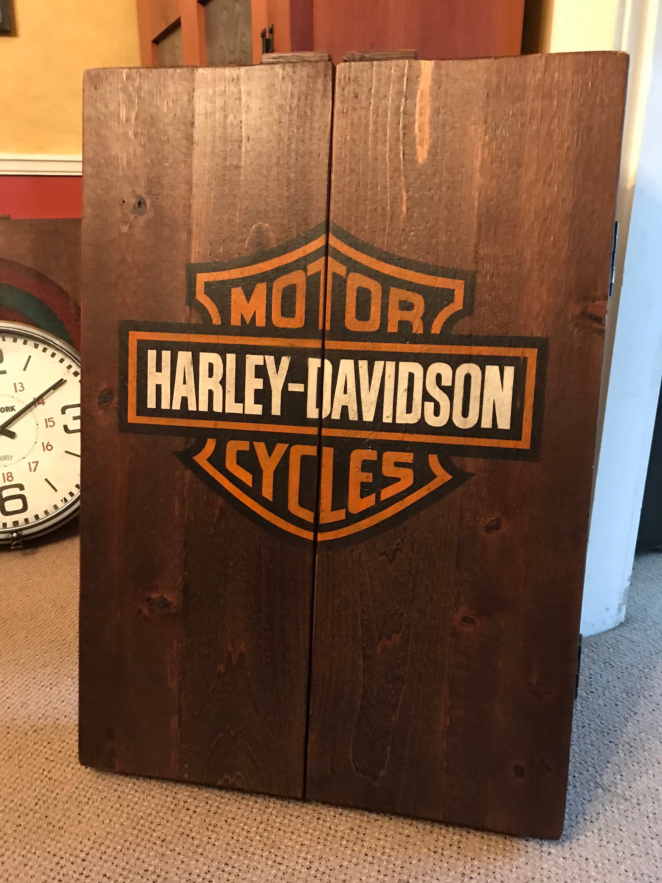 Rustic Dartboard with HarleyDavidson Logo Etsy