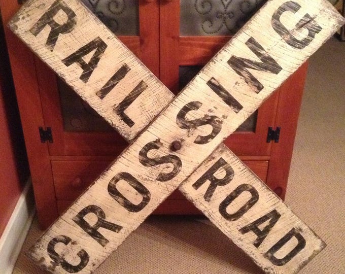 Vintage Distressed RailRoad Crossing Sign