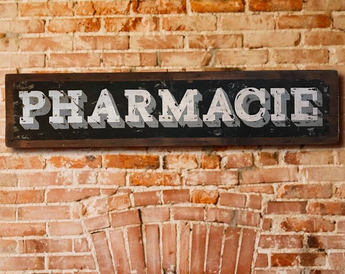 Pharmacie Sign, Hand Painted, French