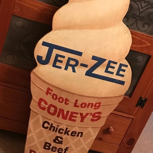 Jer-Zee Dairy Bar Sign, Vintage Hand-Painted