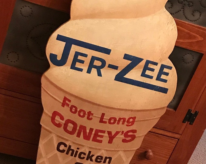 Jer-Zee Dairy Bar Sign, Vintage Hand-Painted
