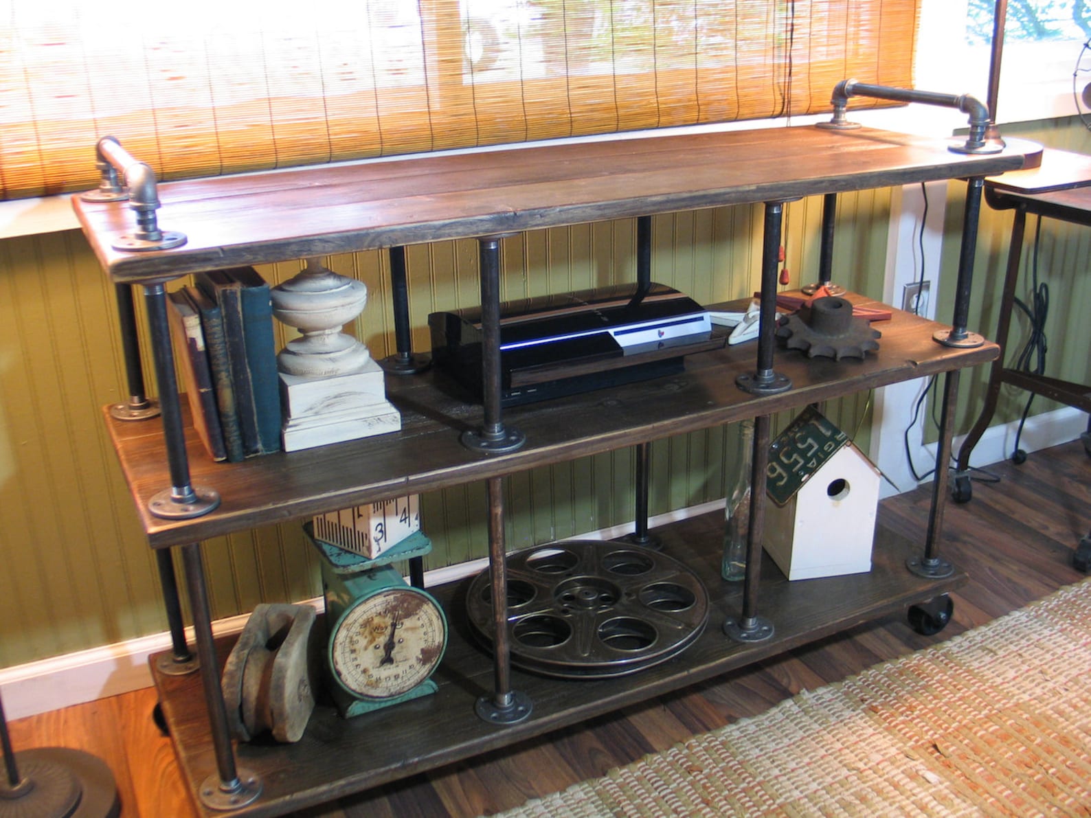 Industrial TV Stand, Iron and Wood, for 40 to 46 Tvs Etsy