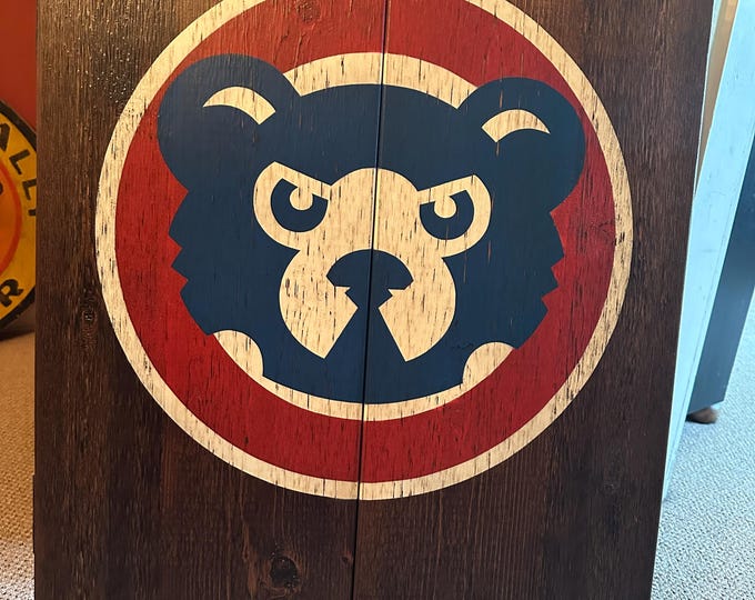 Rustic Dartboard Cabinet with Custom Hand-Painted Professional Team Logo Graphics