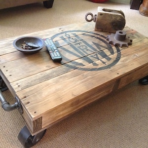 Industrial Railroad Coffee Table Cart, Norfolk & Western image 1