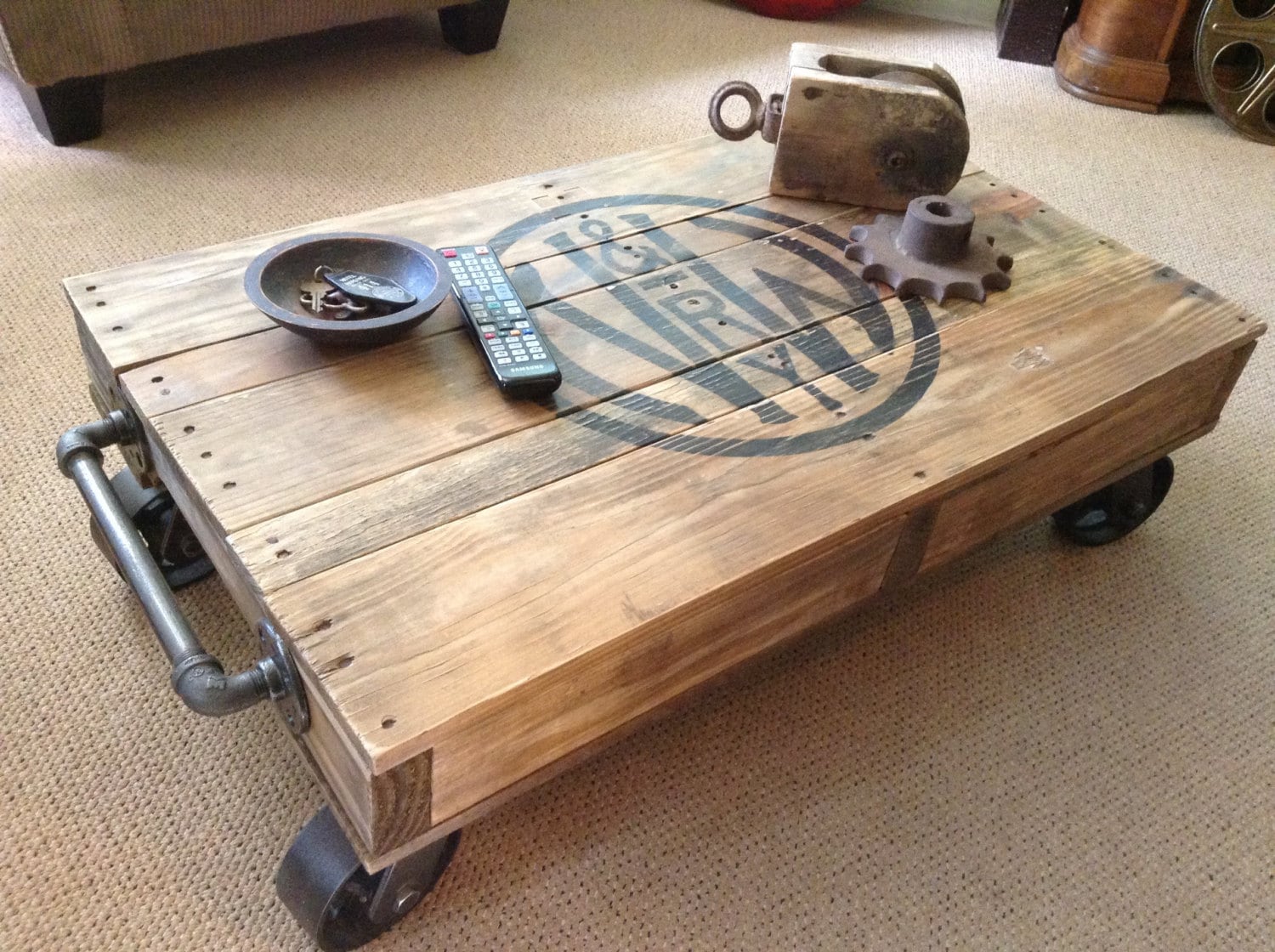 Industrial cart coffee table deals