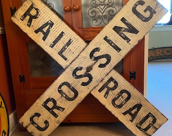 Vintage Distressed RailRoad Crossing Sign