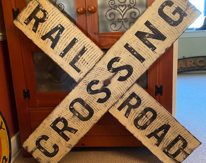 Vintage Distressed RailRoad Crossing Sign