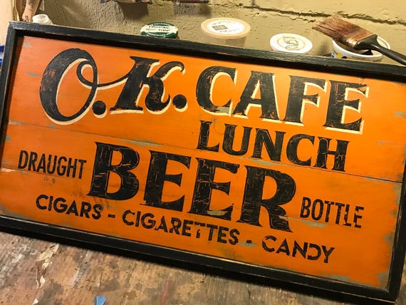 Retro OK Cafe Sign, Hand Painted - Etsy Retro OK Cafe Sign, Hand Painted - Etsy