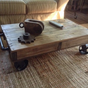 Industrial Railroad Coffee Table Cart, Norfolk & Western image 7