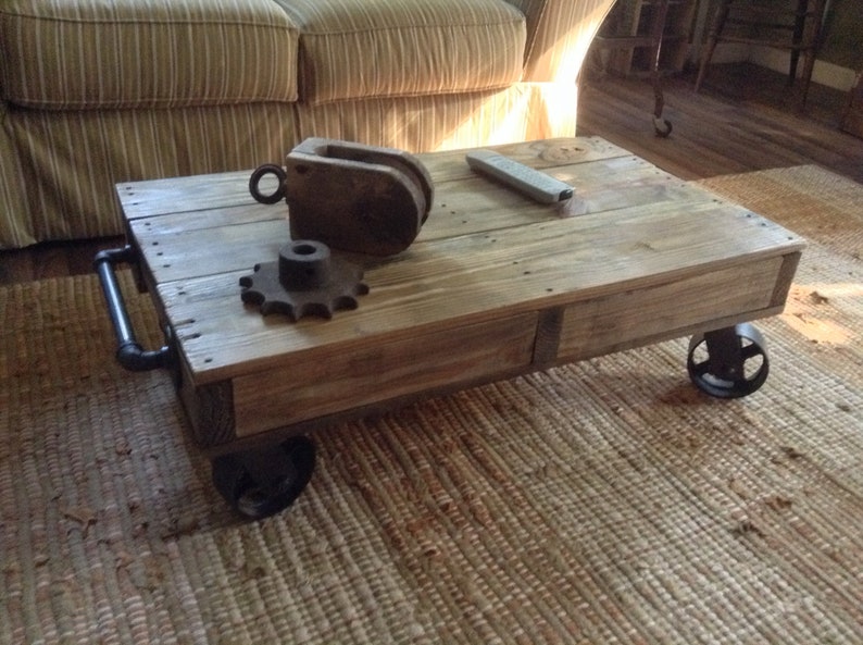 Industrial Railroad Coffee Table Cart, Norfolk & Western image 7