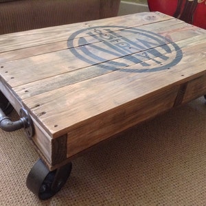 Industrial Railroad Coffee Table Cart, Norfolk & Western image 3