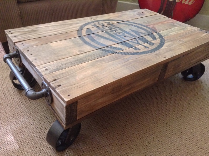 Industrial Railroad Coffee Table Cart, Norfolk & Western image 3