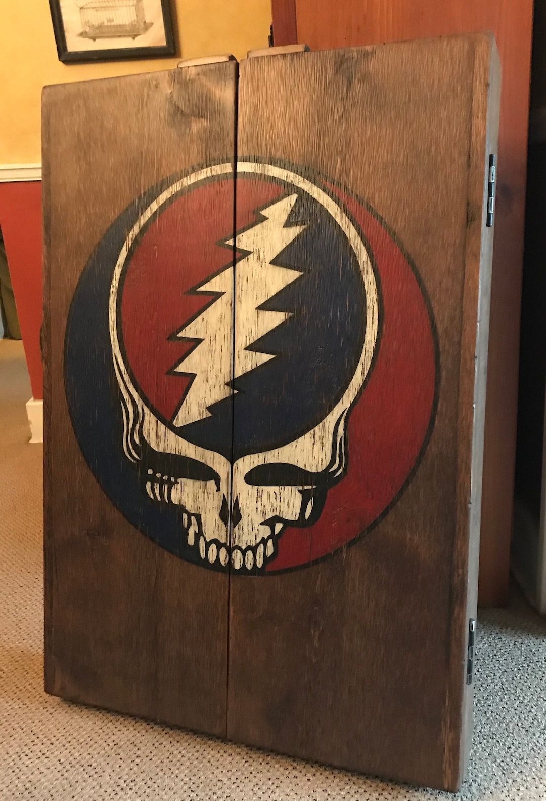 Rustic Dartboard Cabinet With Custom Hand-painted Graphics - Etsy