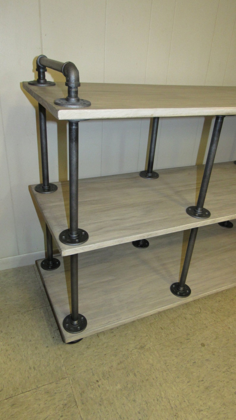 Industrial TV Stand Whitewashed Iron and Wood for 46 Etsy