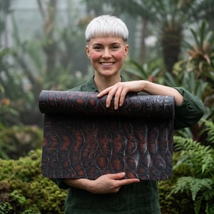 Dark Crocodile Skin Pattern Rubber Yoga Mat | Textured Reptile Design