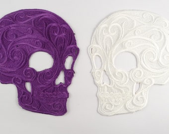 Embroidered Skull Motif / Patch / Badge / Applique - Lots of Colour Choices inc BLACK :)