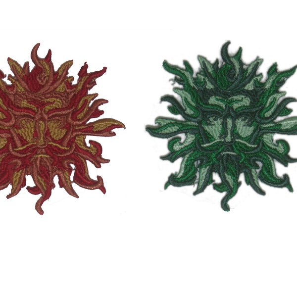 Piccolo (7cm y 7cm) Green Man/Sun God Motif/Applique/Patch - Pagan Wiccan Goth Celtic