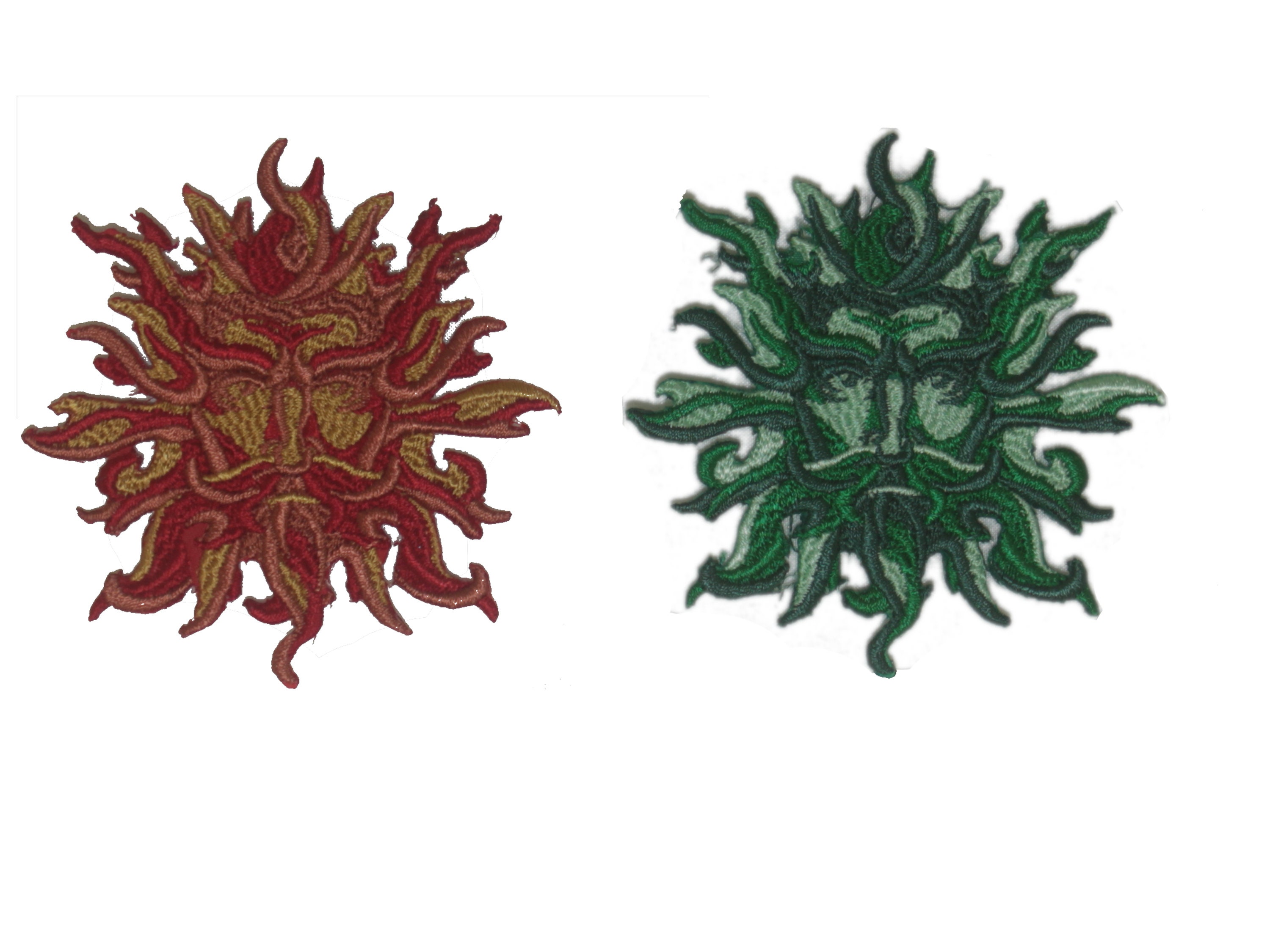 Small (7cm y 7cm) Green Man/Sun God Motif/Applique/Patch - Pagan Wiccan Goth Celtic