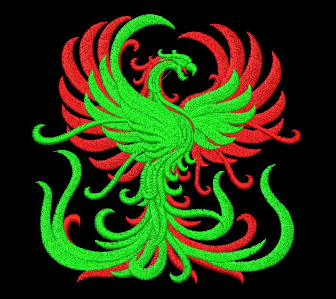 XL Rising Phoenix 2 Colour Motif / Patch / Badge / Applique Etsy