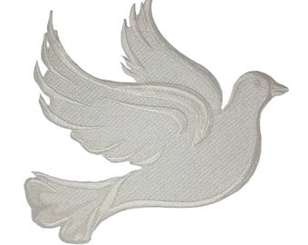 15cm Embroidered Dove Motif / Patch / Badge / Applique - Lots of Colour Choices