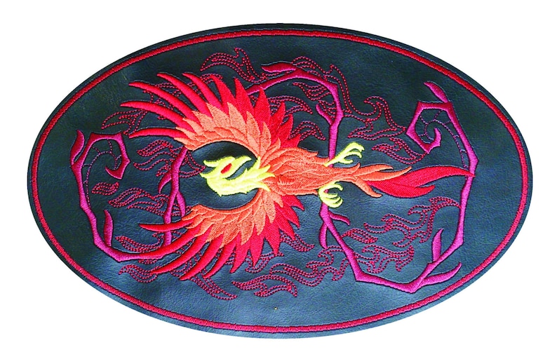 Faux Leather Phoenix Embroidered Patch Biker/triker Black on Etsy
