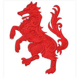 Heraldry Inspired Embroidered XL Wolf Motif/Applique