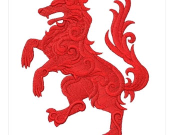 Heraldry Inspired Embroidered XL Wolf Motif/Applique