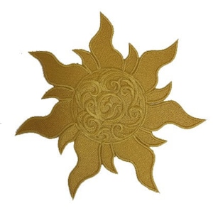 Heraldic Style Dawn Sun Embroidered Motif / Applique - Larp/Knight/Empire
