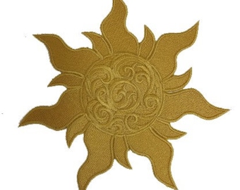 Heraldic Style Dawn Sun Embroidered Motif / Applique - Larp/Knight/Empire