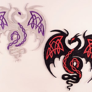 Embroidered Celtic Dragon Motif / Patch / Badge / Applique - Lots of Colour Choices