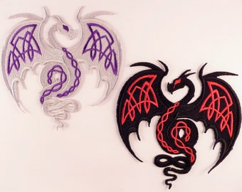 Embroidered Celtic Dragon Motif / Patch / Badge / Applique - Lots of Colour Choices