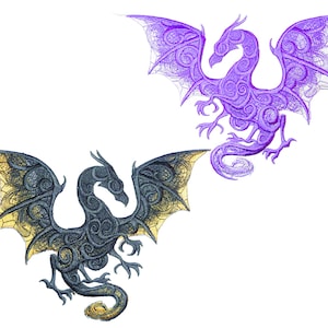 Large Embroidered Dragon Motif / Patch / Badge / Applique - Lots of Colour Choices