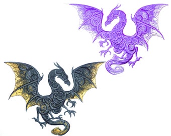 Large Embroidered Dragon Motif / Patch / Badge / Applique - Lots of Colour Choices