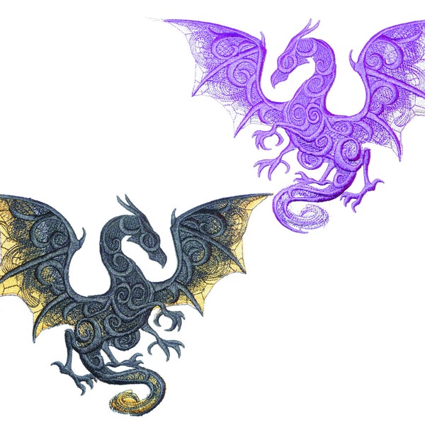 Grand motif de dragon brodé / patch / badge / applique - Beaucoup de choix de couleurs
