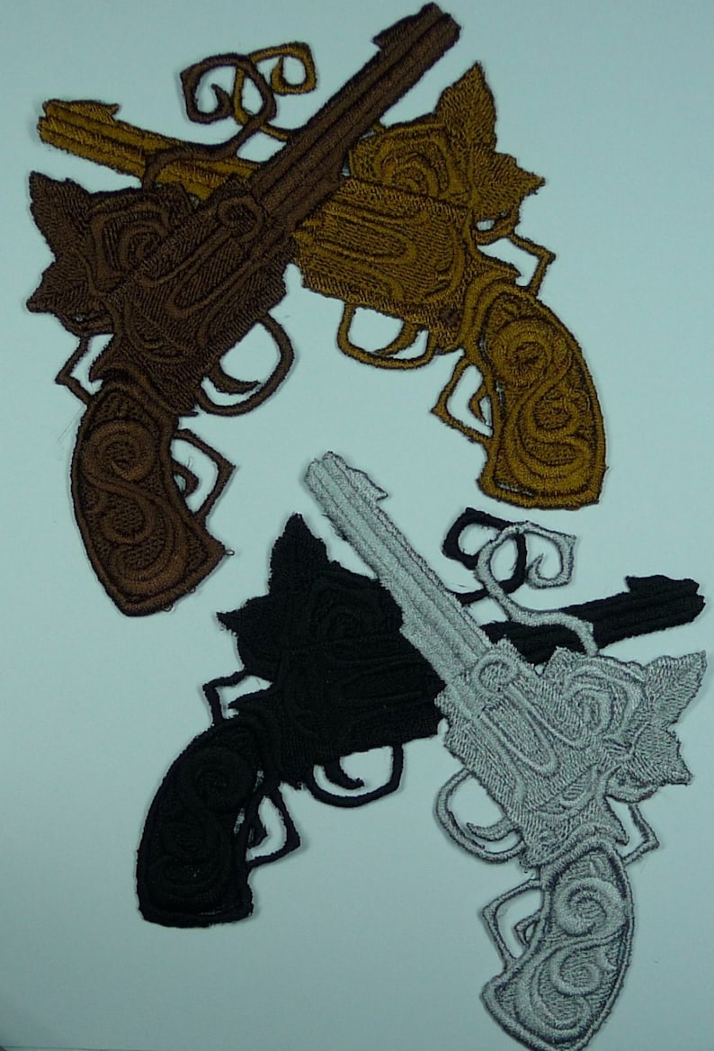Embroidered Crossed Guns/pistols Motif / Patch / Badge / Etsy Australia
