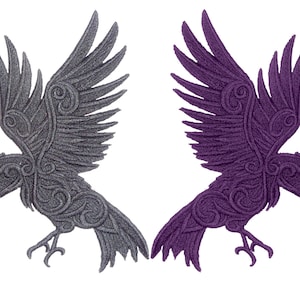 Embroidered Gothic Raven Motif / Patch / Badge / Applique - Lots of Colour Choices