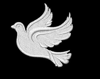 10cm Embroidered Dove Motif / Patch / Badge / Applique - Lots of Colour Choices