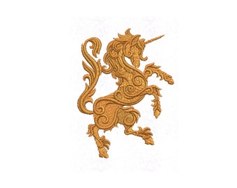 Small Unicorn (9.5cm/3.75" high) - Heraldry Inspired Embroidered Motif/Applique/Patch