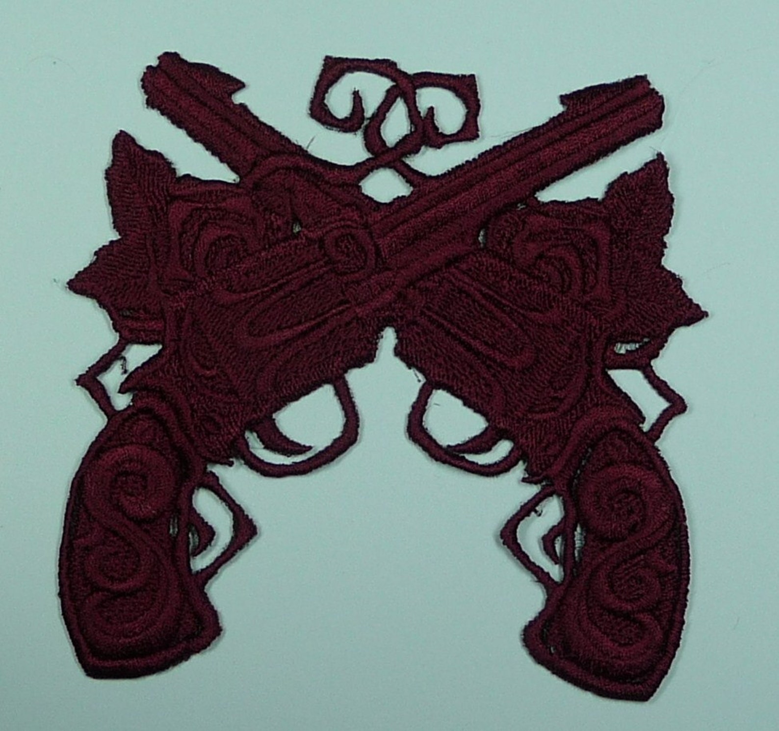 Embroidered Crossed Guns/pistols Motif / Patch / Badge / Etsy