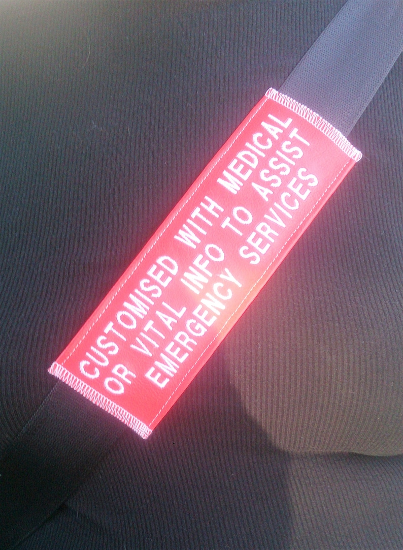 Seat Belt Cover / Pad I.C.E. Emergency Medical Awareness SOS Etsy