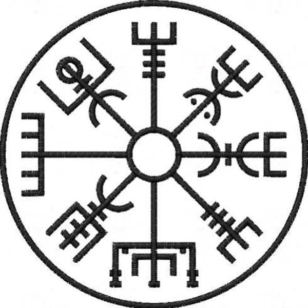 Embroidered Vegvisir Viking/Norse Motif  approx 8cm across / Patch / Badge / Applique - Lots of Colour Choices