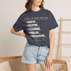Funny Programmer Shirt, AI Coding Agent Status Verbs Tee, Software Engineer Gift, Developer Humor, Beboppin Lollygagging Shirt