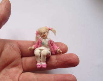 1:24 scale Little  Girl poseable ooak doll house miniature doll