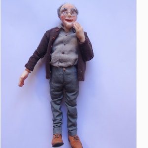 1:12  Elderly Man handmade poseable ooak doll house miniature doll