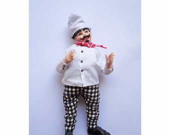 1:12 Bambola in miniatura della casa delle bambole in quercia posizionabile fatta a mano dallo chef