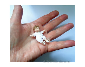 12th scale Tiny Baby Girl a poseable ooak doll house miniature doll