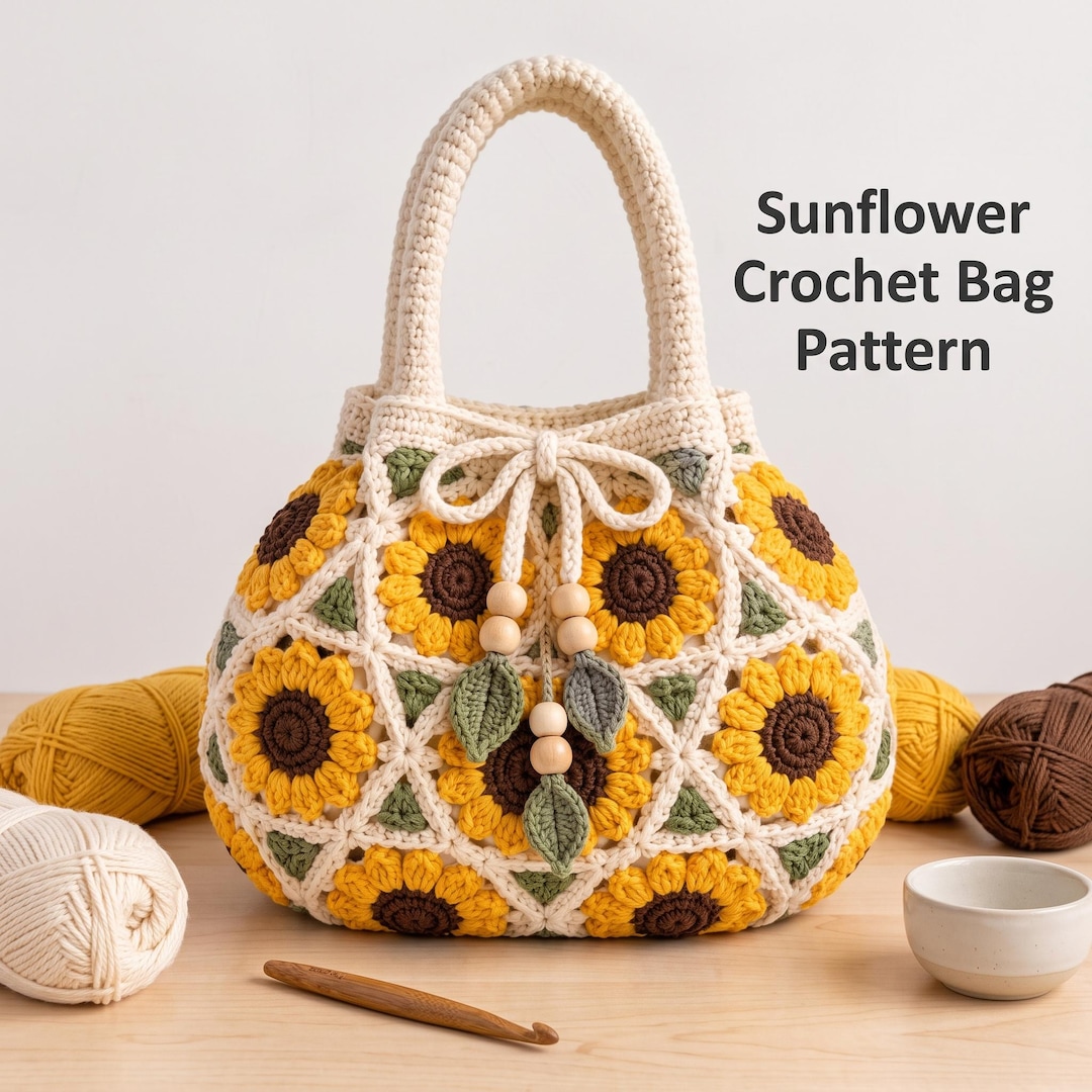 Sunflower Crochet Bag Pattern | Easy Crochet Purse & Tote PDF | Boho ...