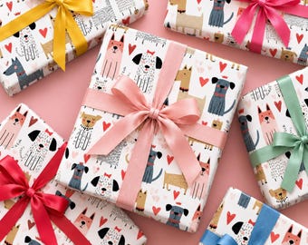 Wrapping Paper Dog Lover Gift Wrap for Dog Parent Present Pet Wrapping Sheet Animal Pattern Design Wrapping Paper Rolls Puppy Birthday Gift